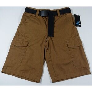 Amplify Boys Cargo Shorts Size 10 Belted Mineral Brown Adjustable Waistband NWT